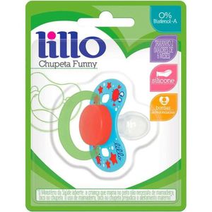 Chupeta Lillo Funny 6m+ Bico De Silicone Azul 1 Unidade