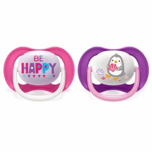 Chupeta Philips Avent Ultra Air 6-18m Pinguim/be Happy Rosa 2 Unidades