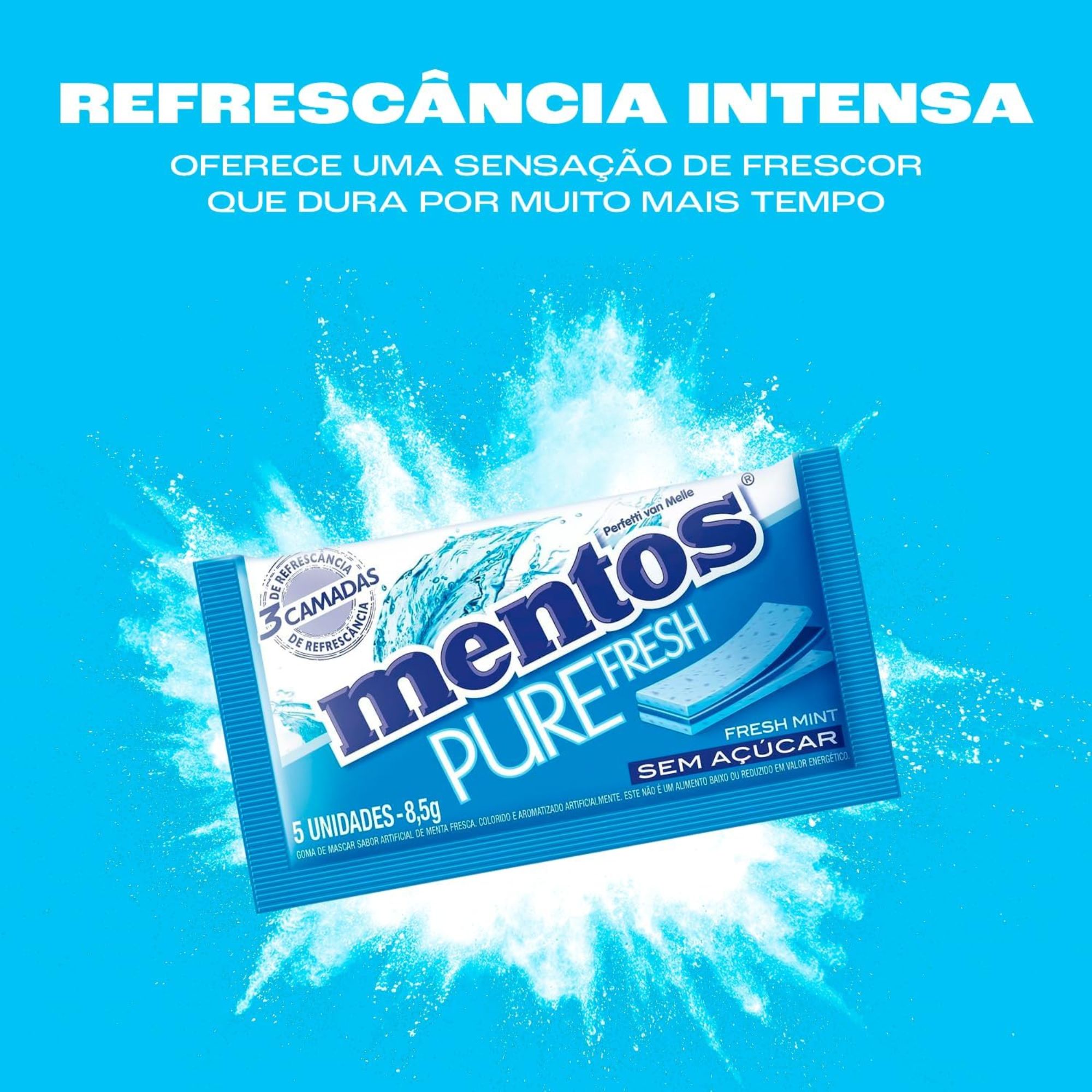 Mentos Pure Fresh Chiclete Sem Açúcar Sabor Fresh Mint Com 5