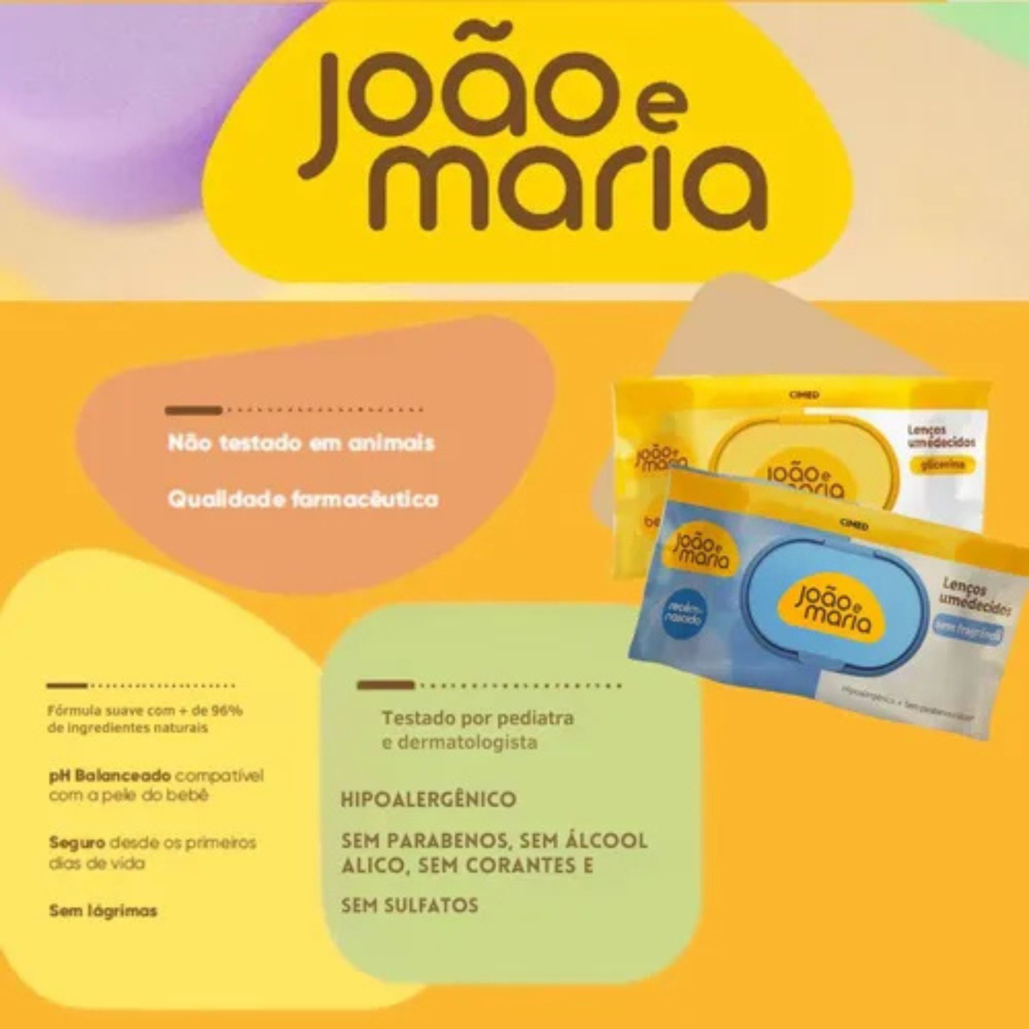 Kit Lenço Umedecido João E Maria Glicerina Leve 4 Pague 3 Unidades